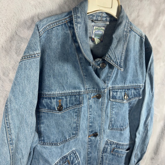 St. John's Bay Jackets & Blazers - Vintage St Johns Bay Blue Denim Trucker Jacket Womens 18W Cotton Medium Wash
